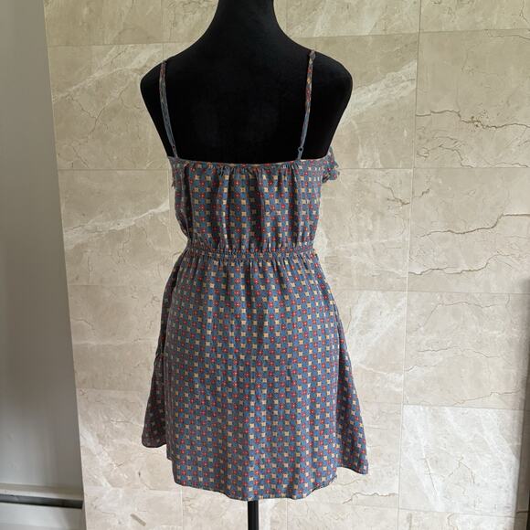 Jack Wills Silk Cotton Ruffle Tiered Mini Dress Blue Floral, Size 4, Preppy Y2K - Picture 5 of 8